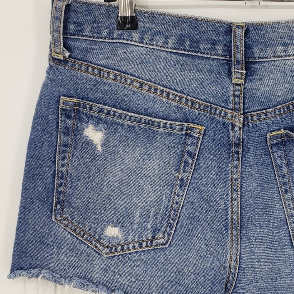 WE THE FREE Cut Off Denim Jean Shorts Distressed Frayed Raw Hem Mid Rise 28 - Picture 7 of 9